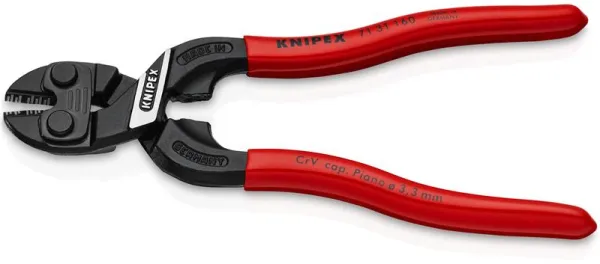 Knipex KNIPEX CoBolt® S Kompakt boltsaks med udsparing i skæret sort atramenteret, betrukket med kunststof 160 mm
